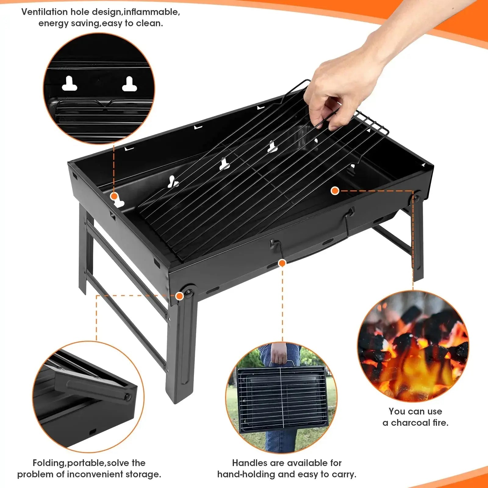 Portable Folding Charcoal BBQ Grill – Compact, Lightweight, Easy to Assemble & Carry – Ideal for Outdoor Cooking & Camping - Honesty Sales