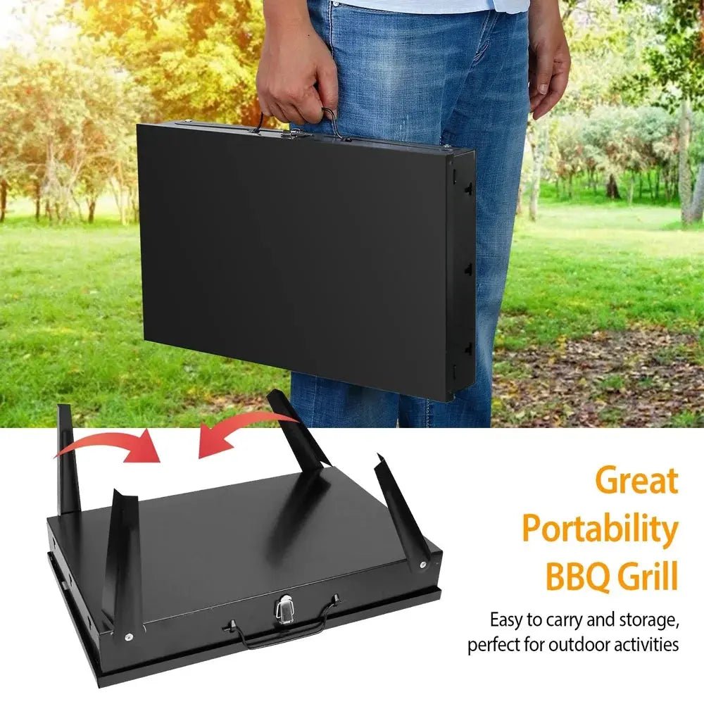 Portable Folding Charcoal BBQ Grill – Mini Barbecue Oven for Outdoor Cooking, Camping, Picnic & Beach - Honesty Sales