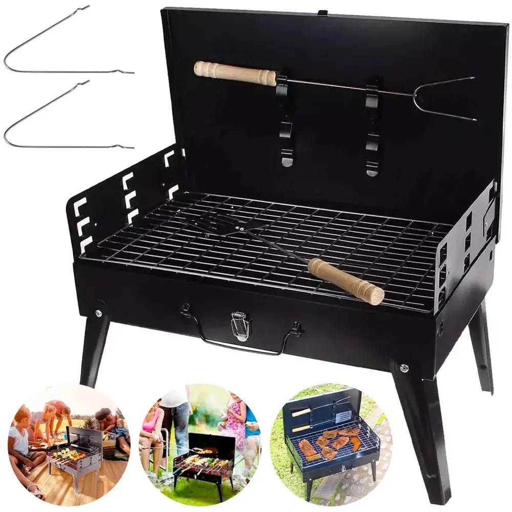 Portable Folding Charcoal BBQ Grill – Mini Barbecue Oven for Outdoor Cooking, Camping, Picnic & Beach - Honesty Sales