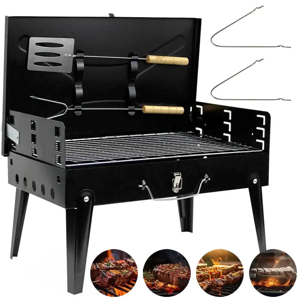 Portable Folding Charcoal BBQ Grill – Mini Barbecue Oven for Outdoor Cooking, Camping, Picnic & Beach - Honesty Sales