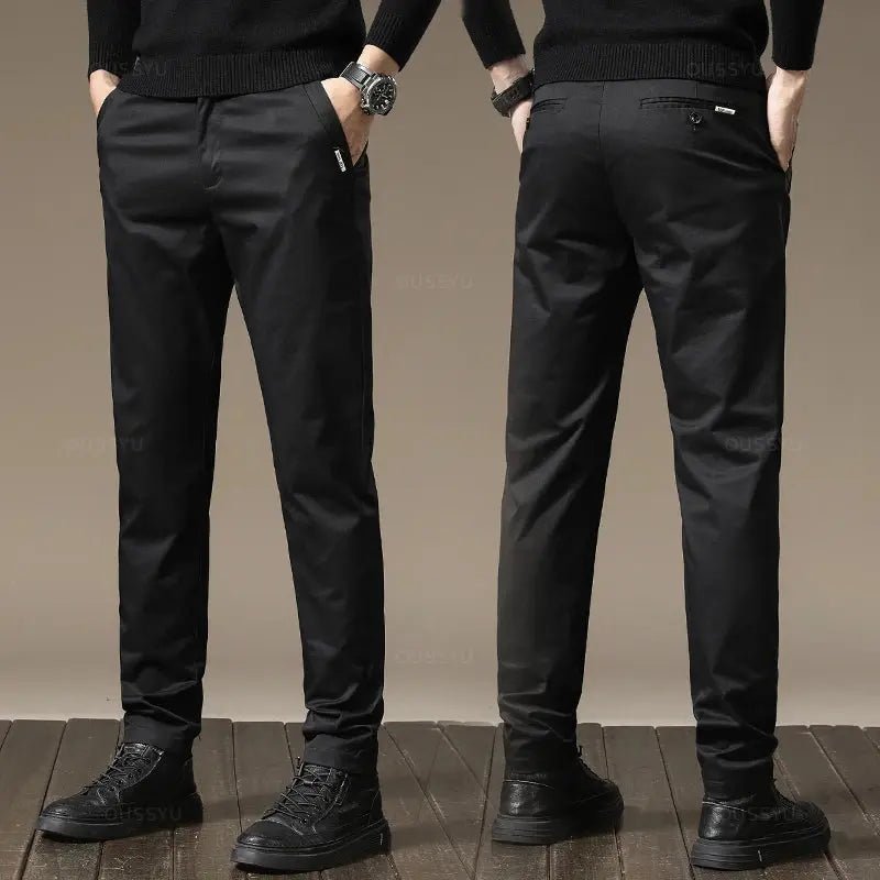 Premium Combed Cotton Men's Chinos | Business Casual Straight Fit Pants | Solid Color Gray Trousers - Honesty Sales