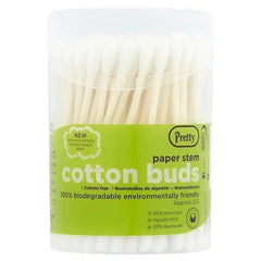 Pretty 100 Paper Stem Cotton Buds (Case of 12) - Honesty Sales