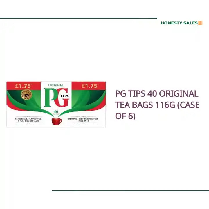 PG Tips 40 Original Tea Bags 116g (Case of 6) by@Outfy