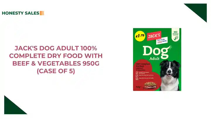 Jack's Dog Adult 100% Complete Dry Food with Beef & Vegetables 950g (Case of 5) by@Outfy