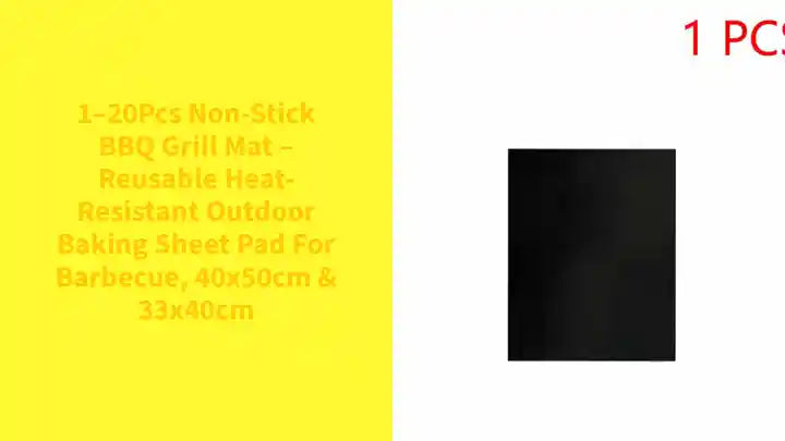 1&ndash;20Pcs Non-Stick BBQ Grill Mat &ndash; Reusable Heat-Resistant Outdoor Baking Sheet Pad for Barbecue, 40x50cm &amp; 33x40cm by@Outfy