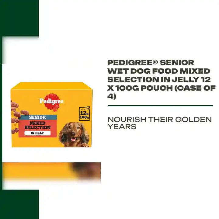 PEDIGREE&reg; Senior Wet Dog Food Mixed Selection In Jelly 12 x 100g Pouch (Case of 4) by@Outfy
