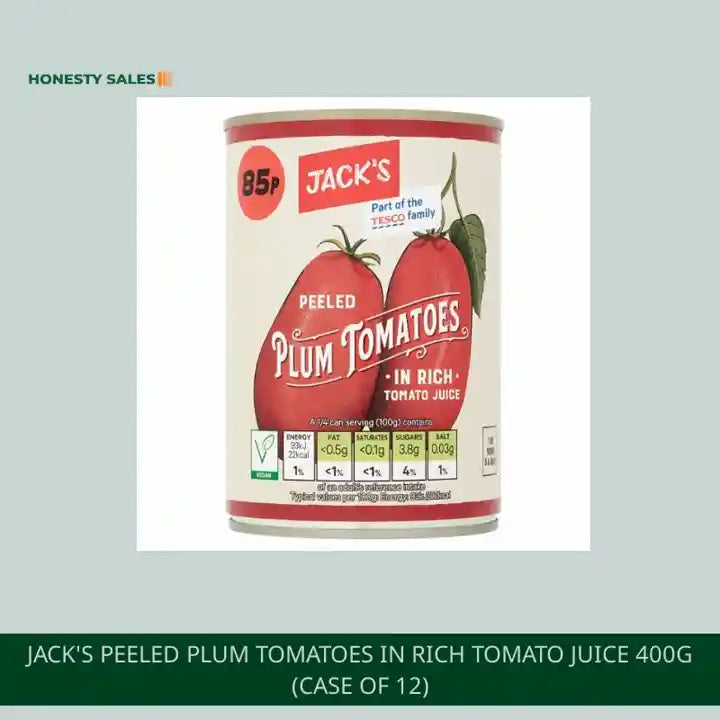 Jack's Peeled Plum Tomatoes in Rich Tomato Juice 400g (Case of 12) by@Outfy