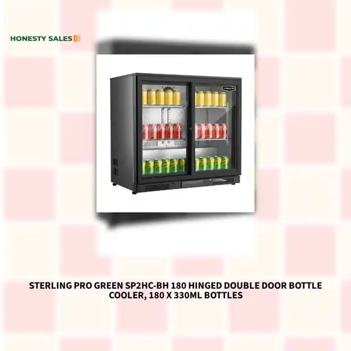 Sterling Pro Green SP2HC-BH 180 Hinged Double Door Bottle Cooler, 180 x 330ml Bottles by@Outfy