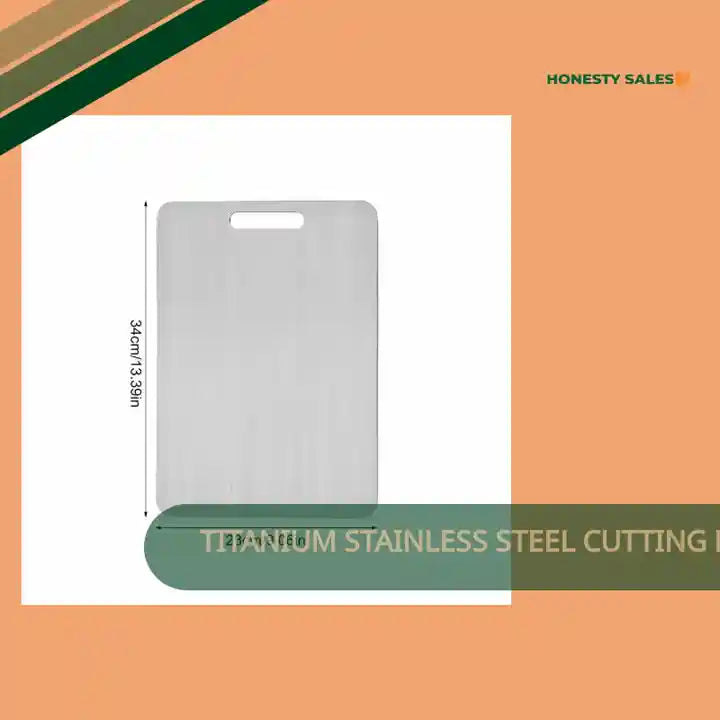 Titanium Stainless Steel Cutting Board &ndash; 304 Food Grade Thickened Double-Sided Chopping Board for Kitchen, Fruit &amp; Meat by@Outfy