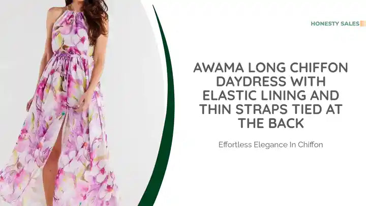 awama long chiffon daydress with elastic lining and thin straps tied at the back by@Outfy