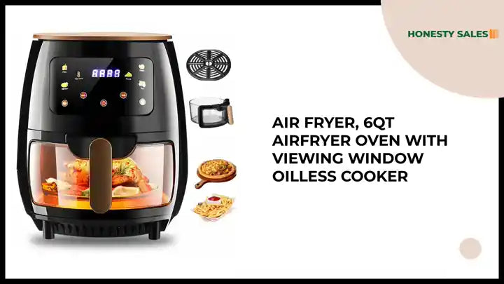 Air Fryer, 6QT Airfryer Oven with Viewing Window Oilless Cooker by@Outfy