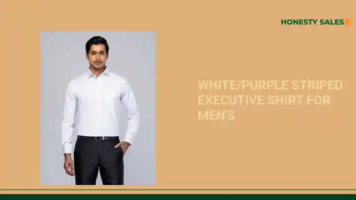 White/Purple Striped Executive Shirt For Men's by@Outfy