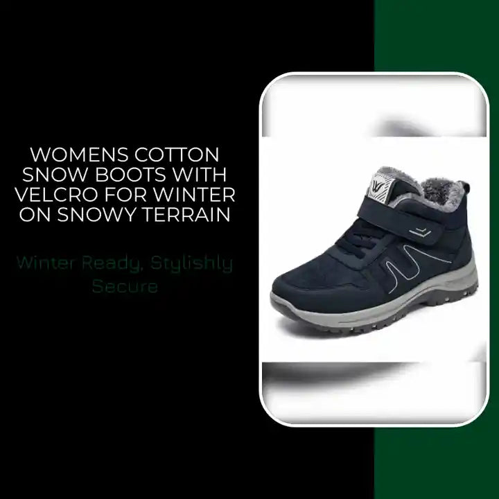 Womens Cotton Snow Boots With Velcro For Winter On Snowy Terrain by@Outfy