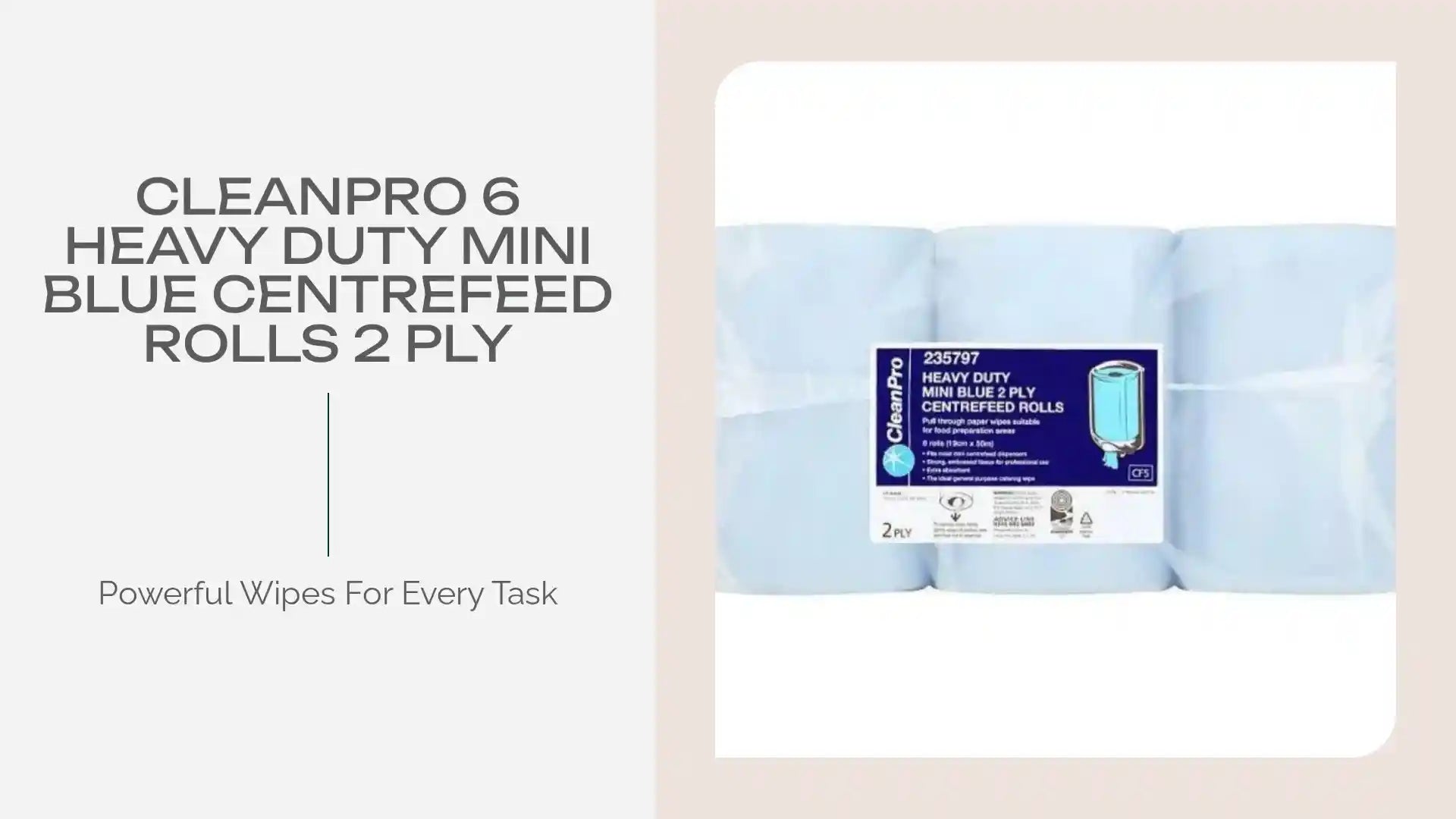 CleanPro 6 Heavy Duty Mini Blue Centrefeed Rolls 2 Ply by@Outfy