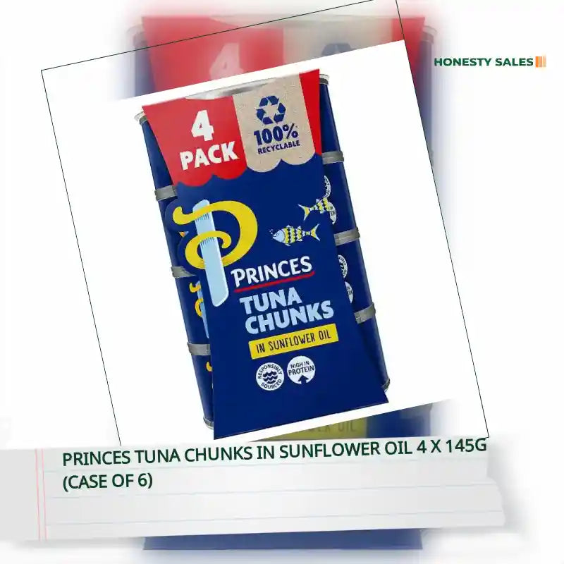 Princes Tuna Chunks in Sunflower Oil 4 x 145g (Case of 6) by@Outfy