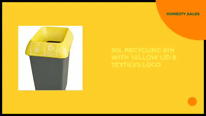 50L Recycling Bin with Yellow Lid &amp; Textiles Logo by@Outfy