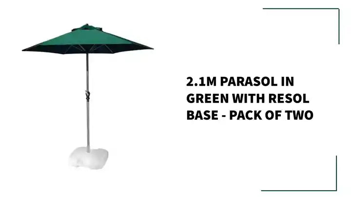 2.1m Parasol In Green with Resol Base - Pack of Two by@Outfy