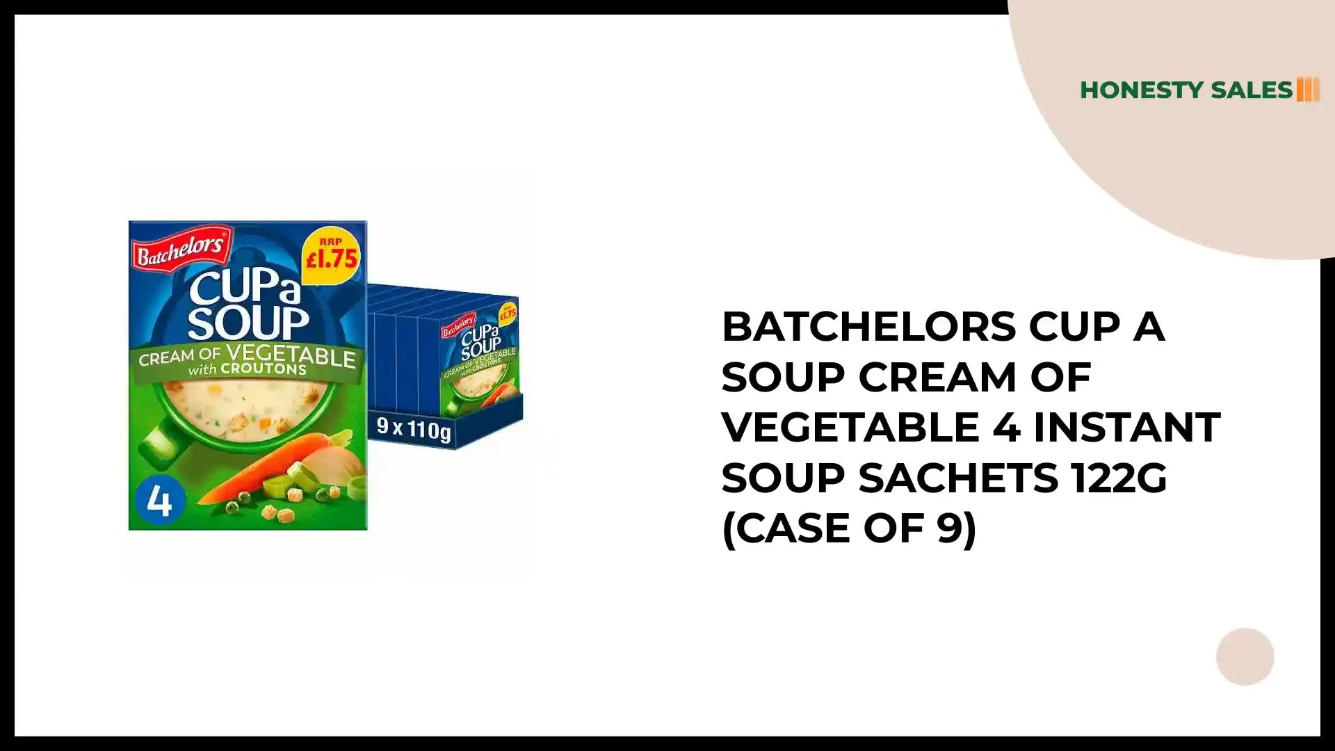 Batchelors Cup a Soup Cream of Vegetable 4 Instant Soup Sachets 122g (Case of 9) by@Outfy