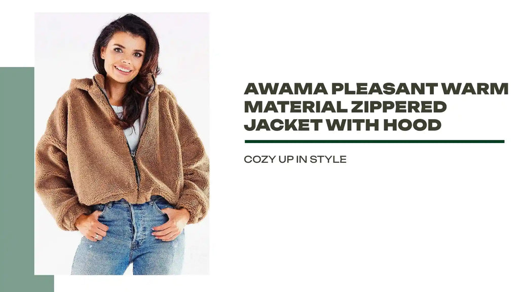 Awama pleasant warm material zippered jacket with hood by@Outfy