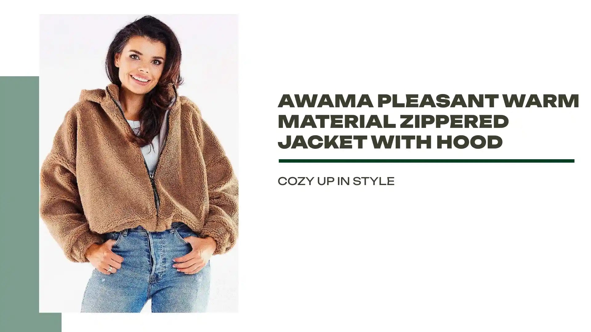 Awama pleasant warm material zippered jacket with hood by@Outfy