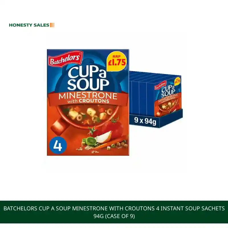 Batchelors Cup a Soup Minestrone with Croutons 4 Instant Soup Sachets 94g (Case of 9) by@Outfy