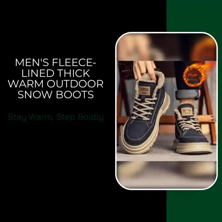 Men's Fleece-lined Thick Warm Outdoor Snow Boots by@Outfy