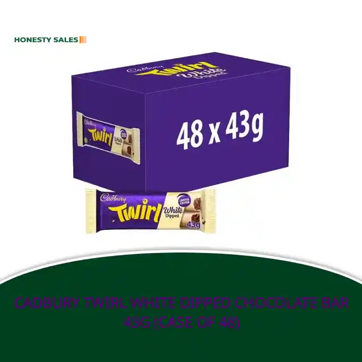 Cadbury Twirl White Dipped Chocolate Bar 43g (Case of 48) by@Outfy