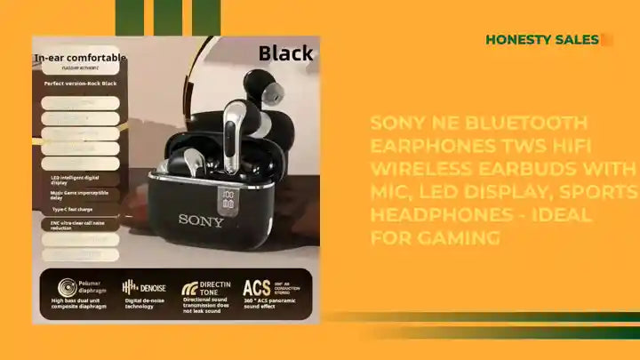 Sony NE Bluetooth Earphones TWS HIFI Wireless Earbuds with Mic, LED Display, Sports Headphones - Ideal for Gaming by@Outfy