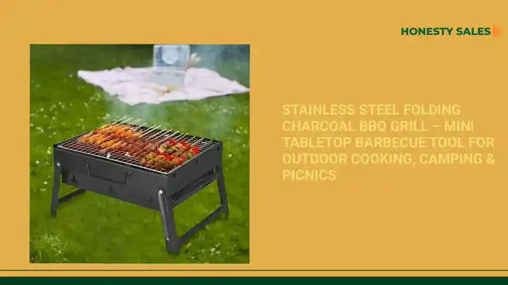 Stainless Steel Folding Charcoal BBQ Grill &ndash; Mini Tabletop Barbecue Tool for Outdoor Cooking, Camping &amp; Picnics by@Outfy