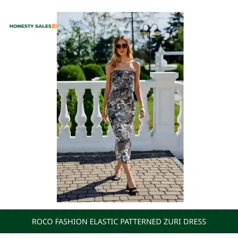 Roco Fashion elastic patterned zuri dress by@Outfy