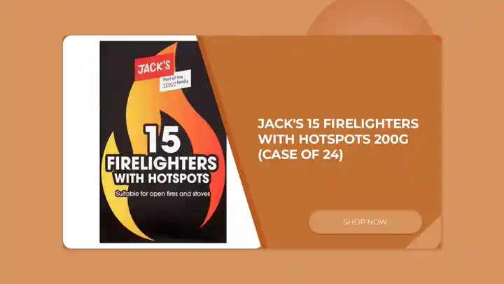 Jack's 15 Firelighters with Hotspots 200g (Case of 24) by@Outfy