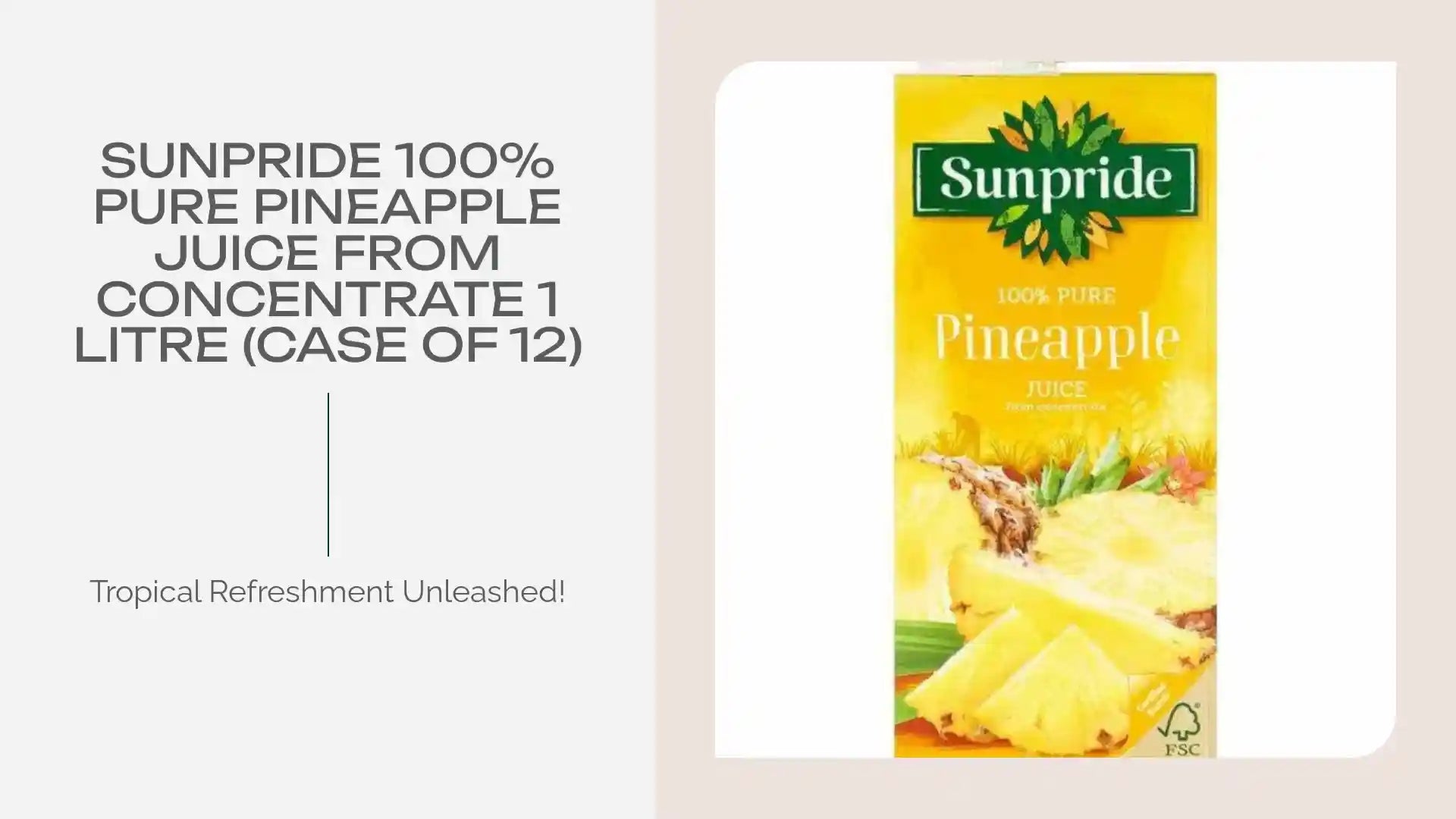 Sunpride 100% Pure Pineapple Juice from Concentrate 1 Litre (Case of 12) by@Outfy