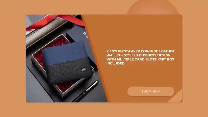 Men&rsquo;s First-Layer Cowhide Leather Wallet &ndash; Stylish Business Design with Multiple Card Slots, Gift Box Included by@Outfy