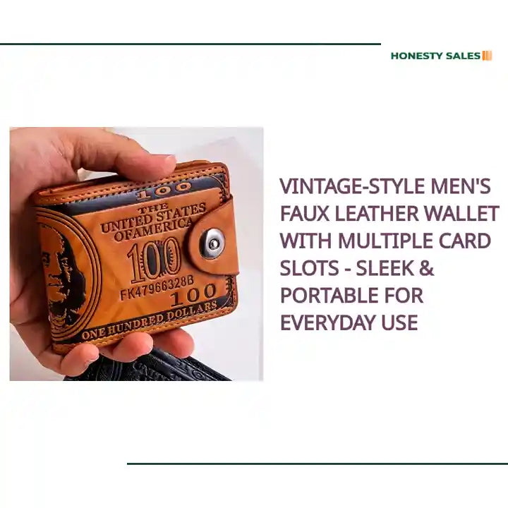 Vintage-Style Men's Faux Leather Wallet with Multiple Card Slots - Sleek &amp; Portable for Everyday Use by@Outfy