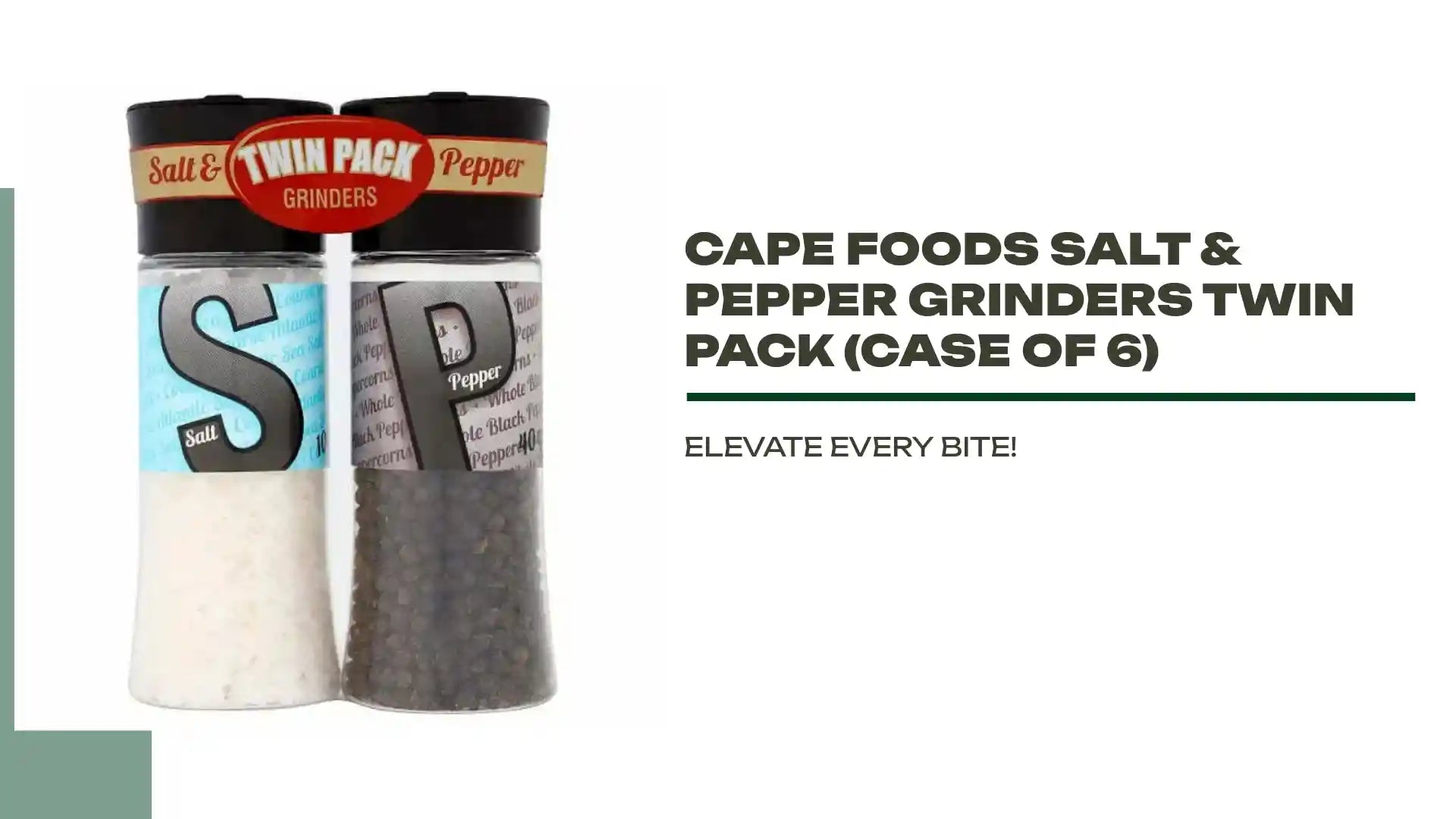 Cape Foods Salt &amp; Pepper Grinders Twin Pack (Case of 6) by@Outfy