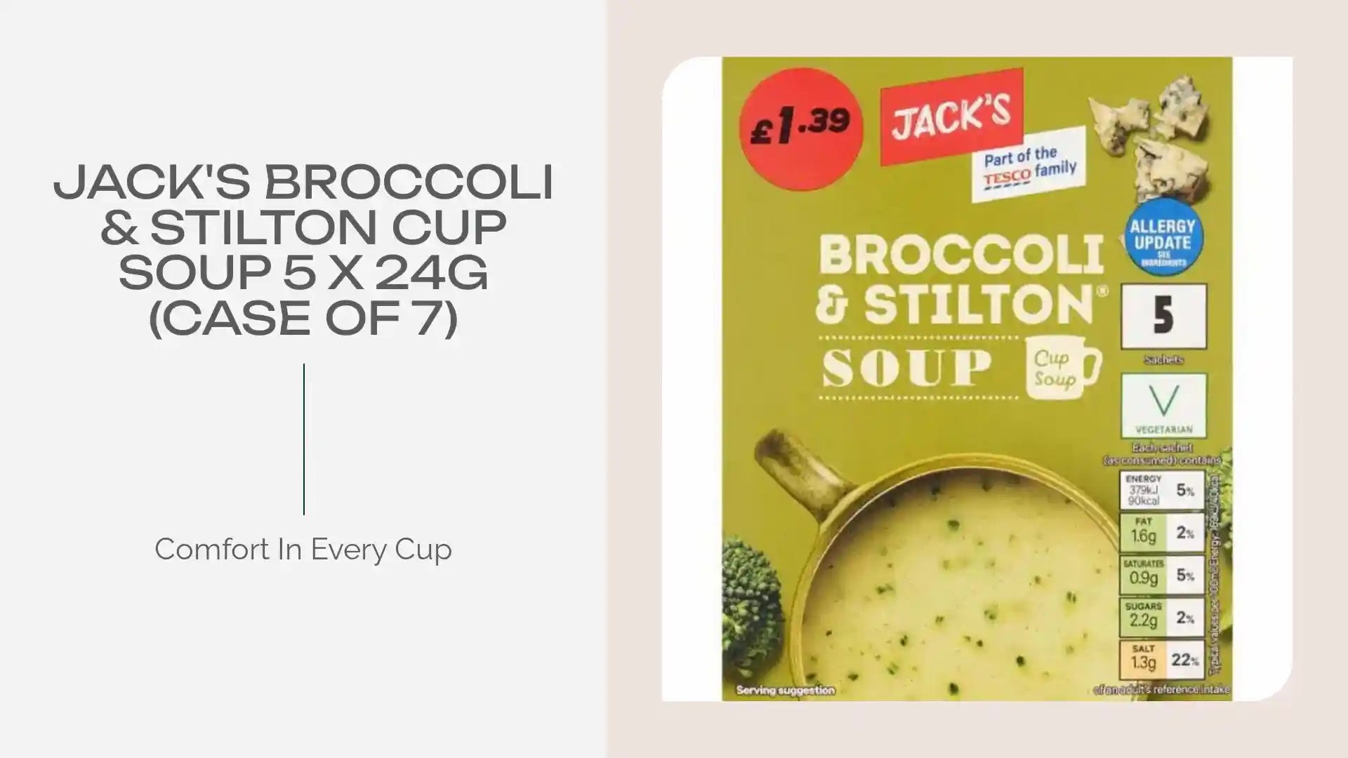 Jack's Broccoli &amp; Stilton Cup Soup 5 x 24g (Case of 7) by@Outfy