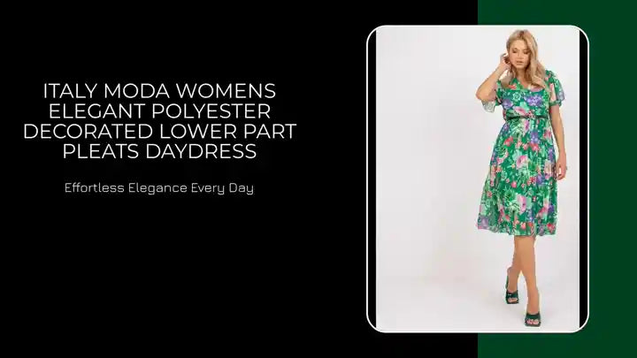 Italy Moda womens elegant polyester decorated lower part pleats daydress by@Outfy