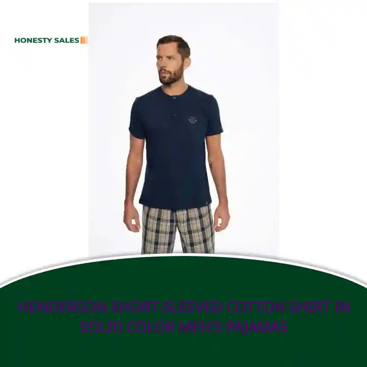 Henderson short-sleeved cotton shirt in solid color men's pajamas by@Outfy