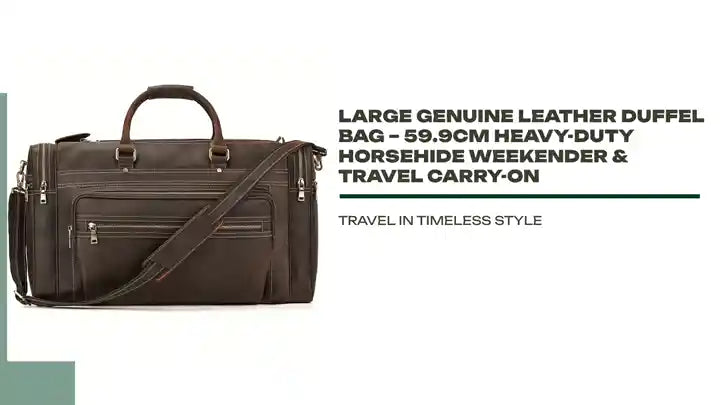 Large Genuine Leather Duffel Bag &ndash; 59.9cm Heavy-Duty Horsehide Weekender &amp; Travel Carry-On by@Outfy