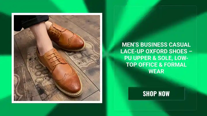 Men&rsquo;s Business Casual Lace-Up Oxford Shoes &ndash; PU Upper & Sole, Low-Top Office & Formal Wear by@Outfy