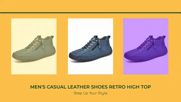 Men's Casual Leather Shoes Retro High Top by@Outfy
