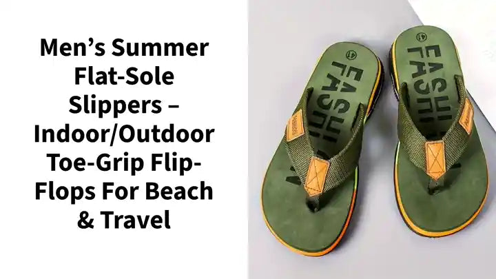 Men&rsquo;s Summer Flat-Sole Slippers &ndash; Indoor/Outdoor Toe-Grip Flip-Flops for Beach &amp; Travel by@Outfy