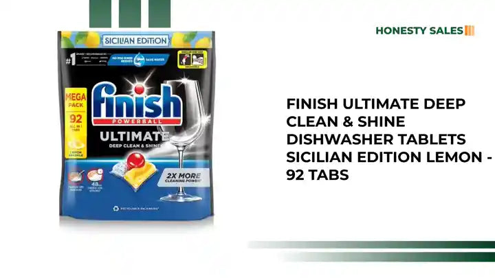 Finish Ultimate Deep Clean &amp; Shine Dishwasher Tablets Sicilian Edition Lemon - 92 Tabs by@Outfy