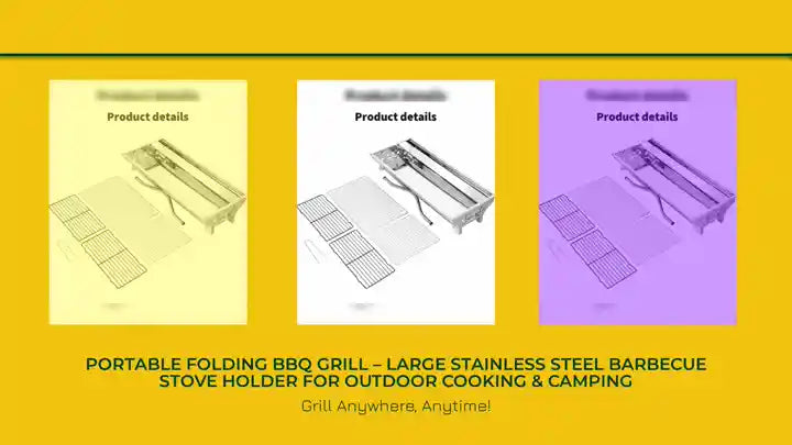Portable Folding BBQ Grill &ndash; Large Stainless Steel Barbecue Stove Holder for Outdoor Cooking & Camping by@Outfy