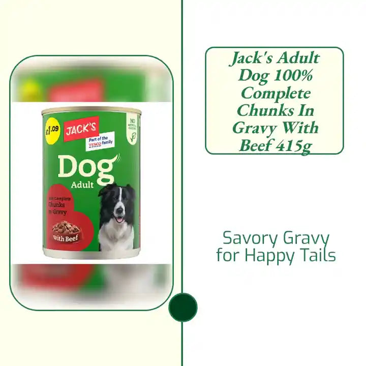 Jack's Adult Dog 100% Complete Chunks in Gravy with Beef 415g by@Outfy