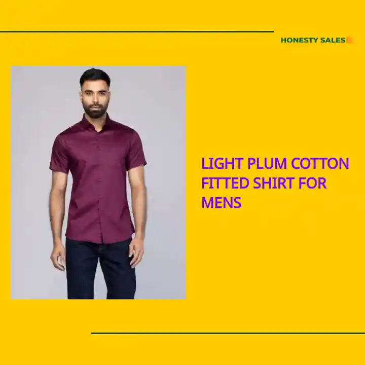 Light Plum Cotton Fitted Shirt For Mens by@Outfy