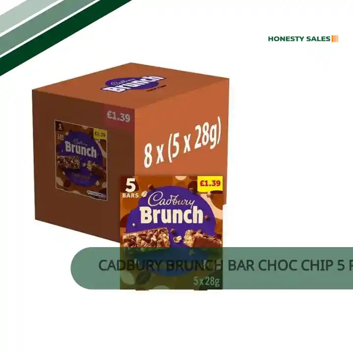 Cadbury Brunch Bar Choc Chip 5 Pack 140g (Case of 8) by@Outfy