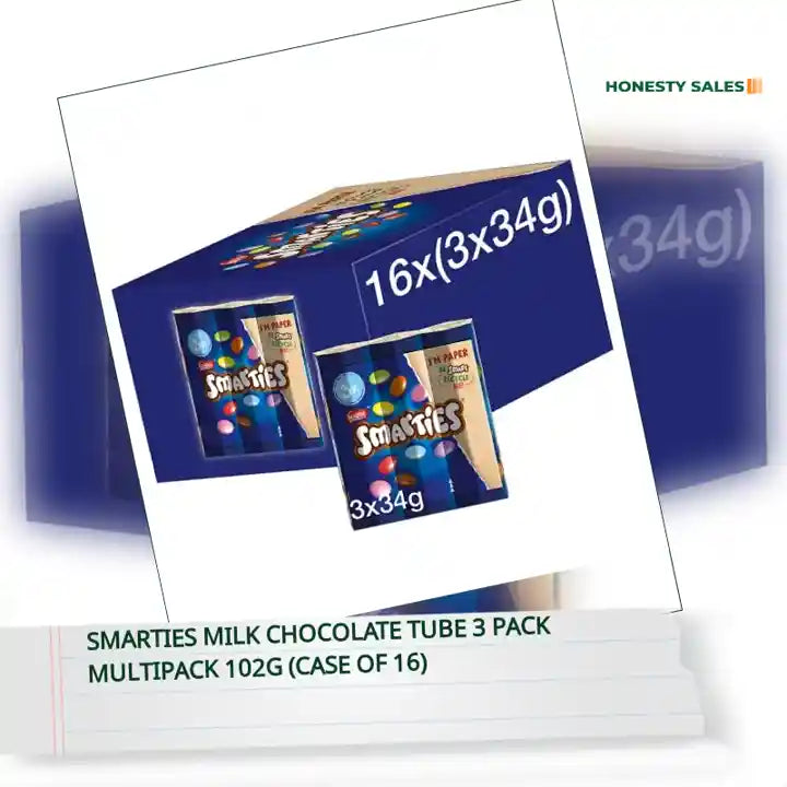 Smarties Milk Chocolate Tube 3 Pack Multipack 102g (Case of 16) by@Outfy