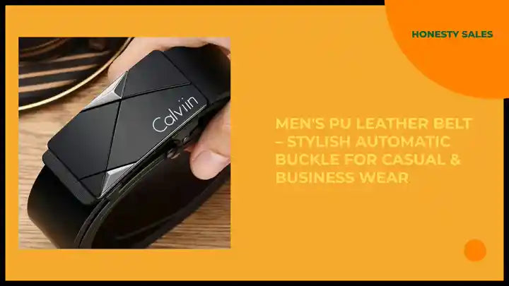 Men's PU Leather Belt &ndash; Stylish Automatic Buckle for Casual &amp; Business Wear by@Outfy