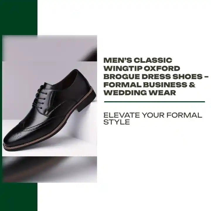 Men&rsquo;s Classic Wingtip Oxford Brogue Dress Shoes &ndash; Formal Business &amp; Wedding Wear by@Outfy